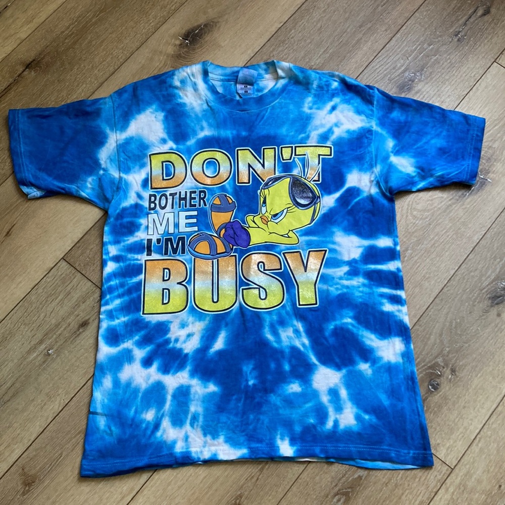 Vintage Tweety Bird Tie Dye Looney Tunes T-Shirt Size Large Fruit Of The…